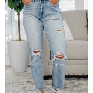 Distressed mom jeans